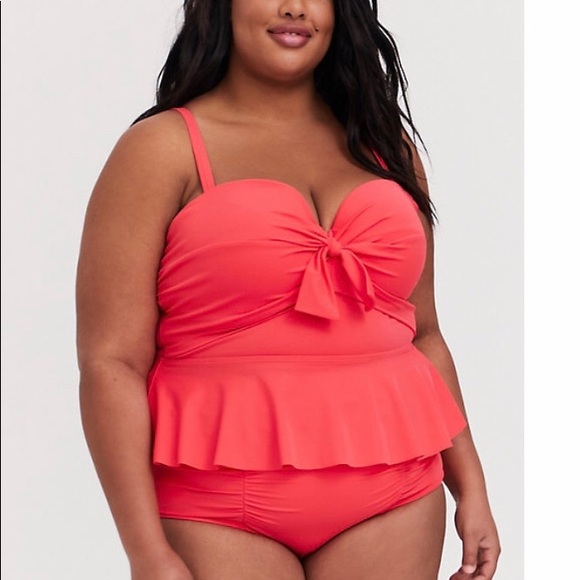 torrid Other - Nwt torrid peplum swim top coral size 0 D/DD